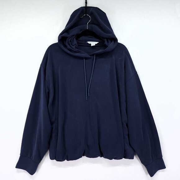 Athleta Hoodie Womens XL Blue Seasoft Bubble Hem Drawstring Pullover Lounge - Picture 2 of 15